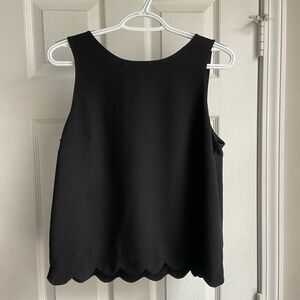 Monteau Black Sleeveless Scalloped Top